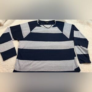 INC | Size XL | Striped Navy and Silver “Sparkle” Sweater | Worn only 2 Times